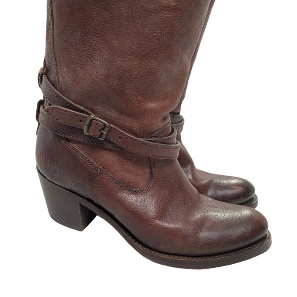 Frye Knee High Heeled Boot in Brown Leather - Picture 5 of 13